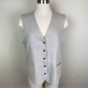 Anine Bing Lena Vest Sand Linen Blend Size‎ L Lined V Neck Relaxed Fit Timeless